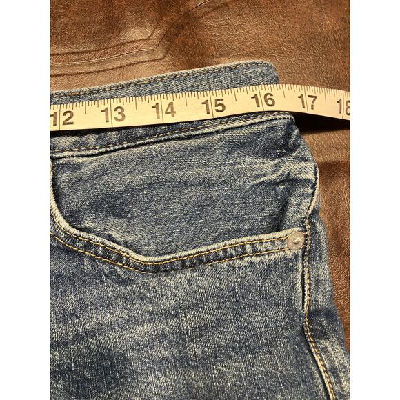 H&M &Denim Slim Straight Jeans Blue Stretch Mid Rise Size 32 Women’s Button Fly - Picture 13 of 15